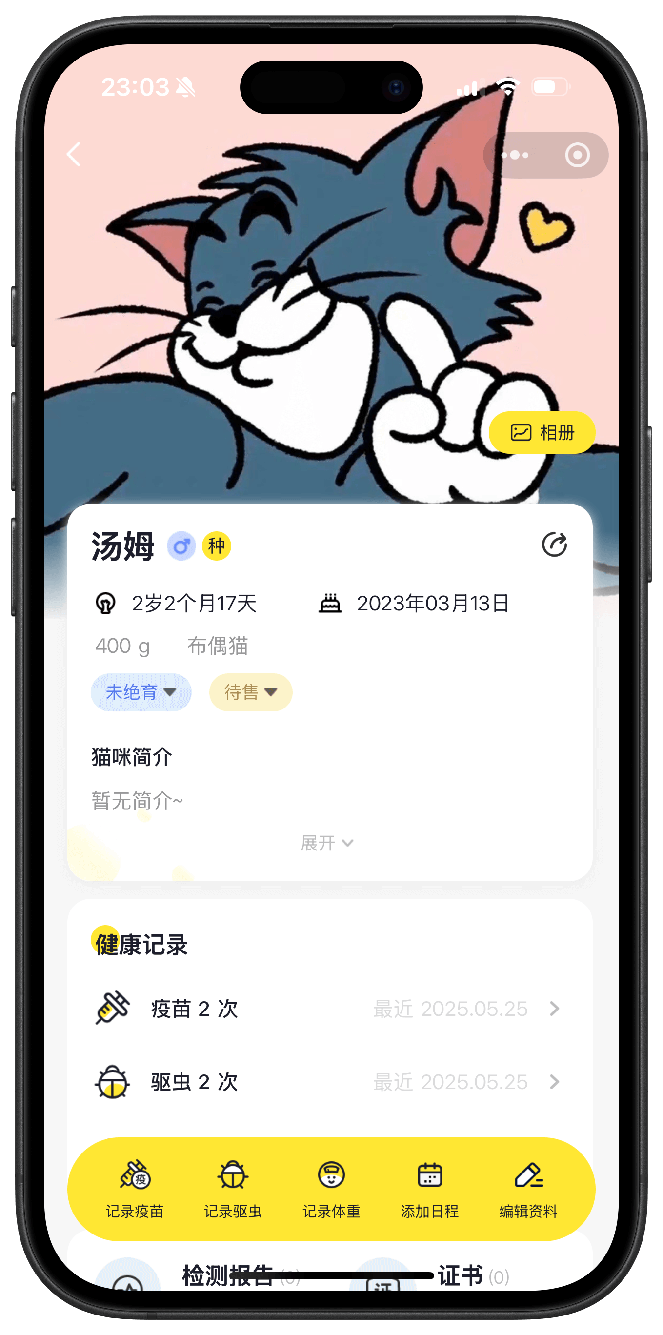猫咪档案详情