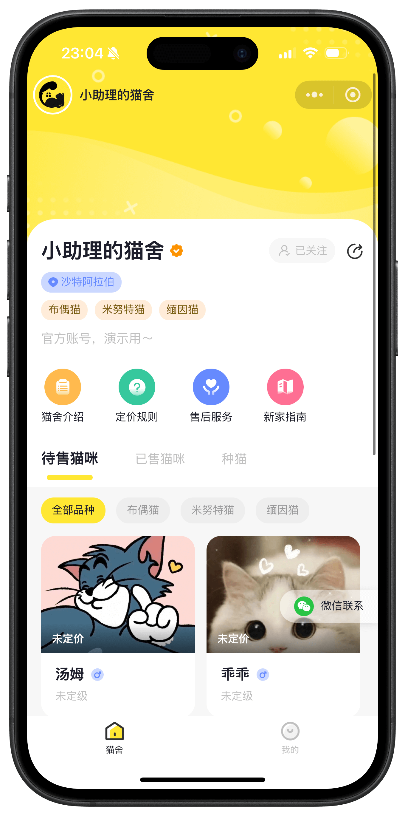 猫舍展示首页